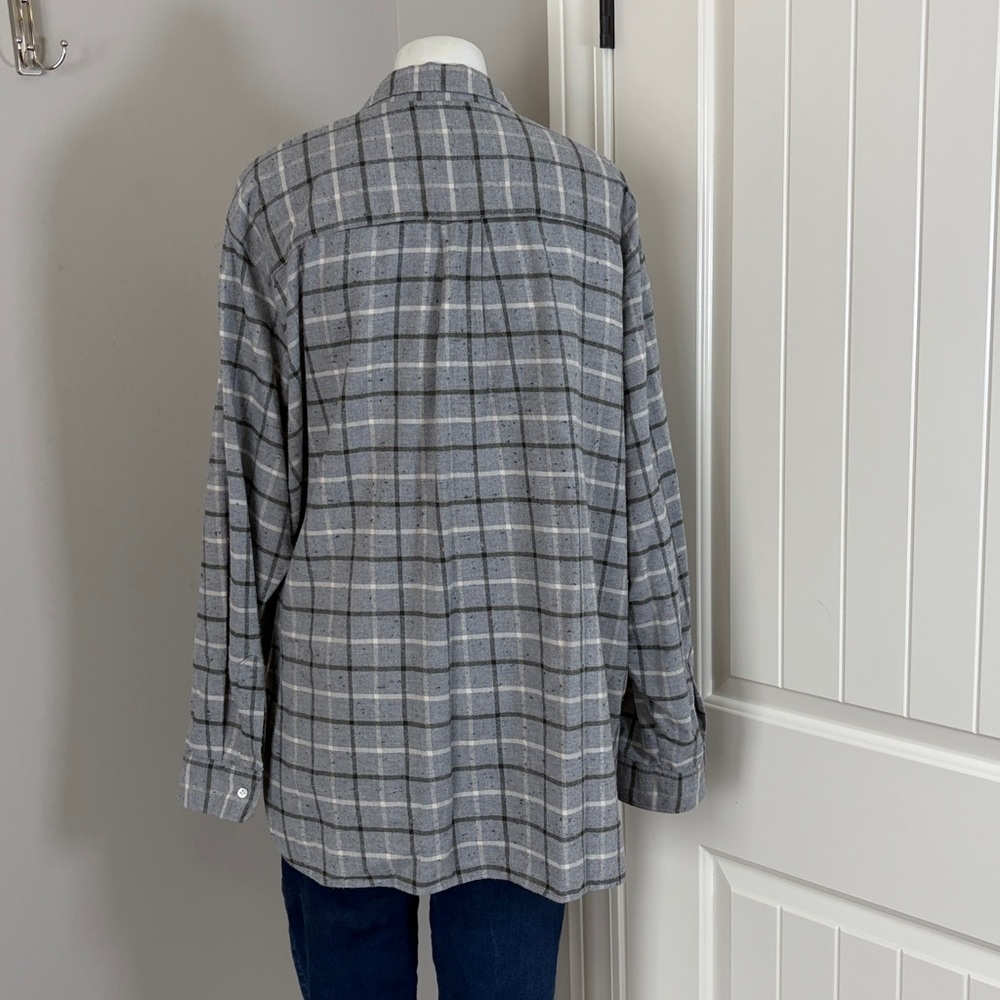 Frank and Eileen Joedy Flannel Grey Plaid Shirt Button Down Top Womens Sz XL - Picture 5 of 12